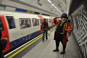 Catching a tube on my way to London's Guildhall.