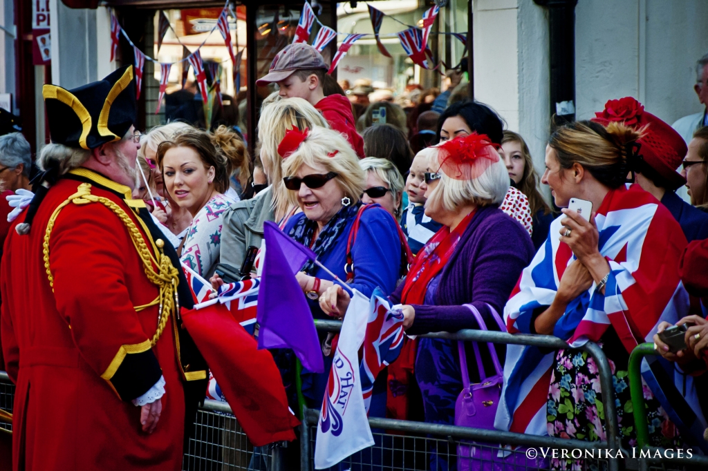 Talking to the crowds before Her Majesty the Queen arrives in Hitchin