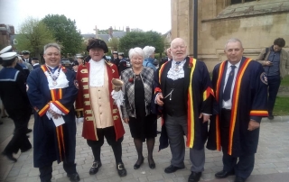 Alan Myatt celebrating St George's Day at Gloucester Cathedral