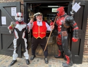 Alan Myatt in Camden with Marvel characters