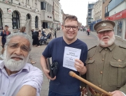 Alan drumming up business for the Soldiers of Gloucester museum